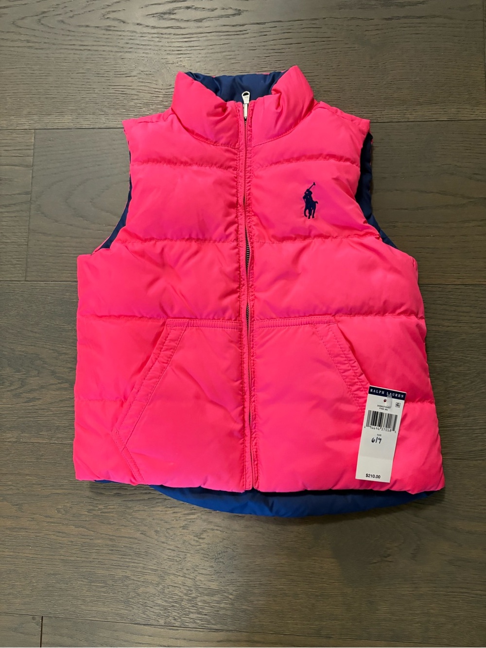 Ralph Lauren girls pink down spring vest sz 6/7